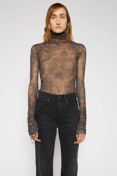 Acne Studios Floral-print roll-neck top brown/black outlook