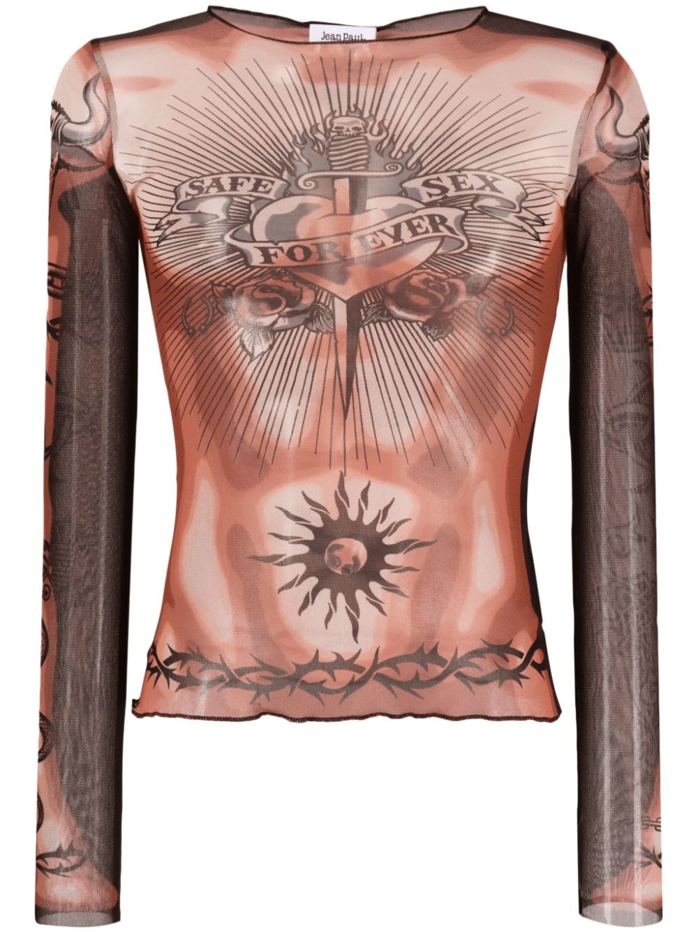 Jean Paul Gaultier graphic-print semi-sheered top | REVERSIBLE