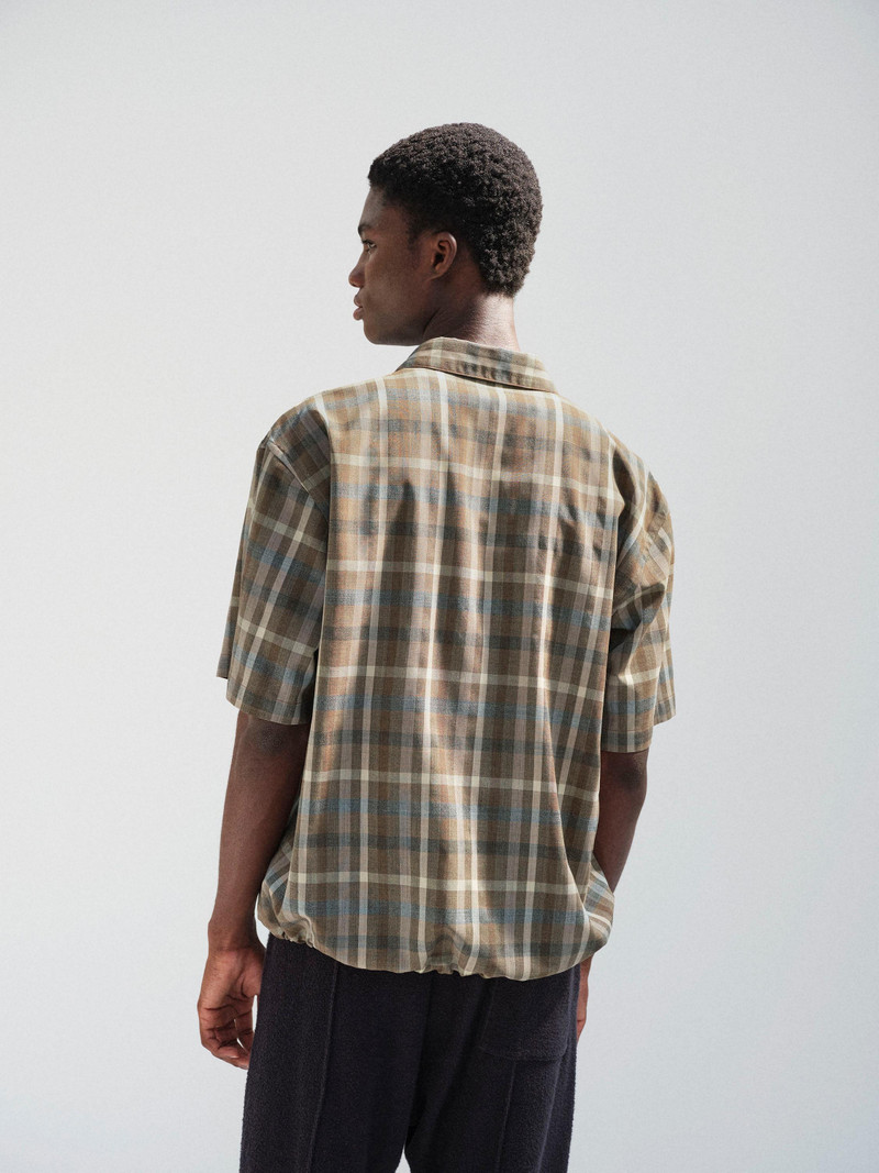 SUPER FINE TROPICAL WOOL CHECK HALF-SLEEVED SHIRT 5