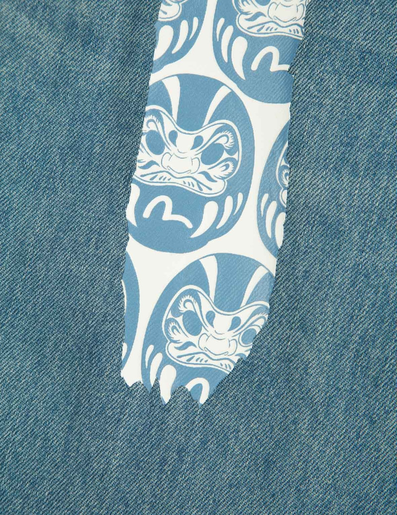 FORTUNE CAT AND DARUMA DAICOCK PRINT CROPPED FIT JEANS #2027 13