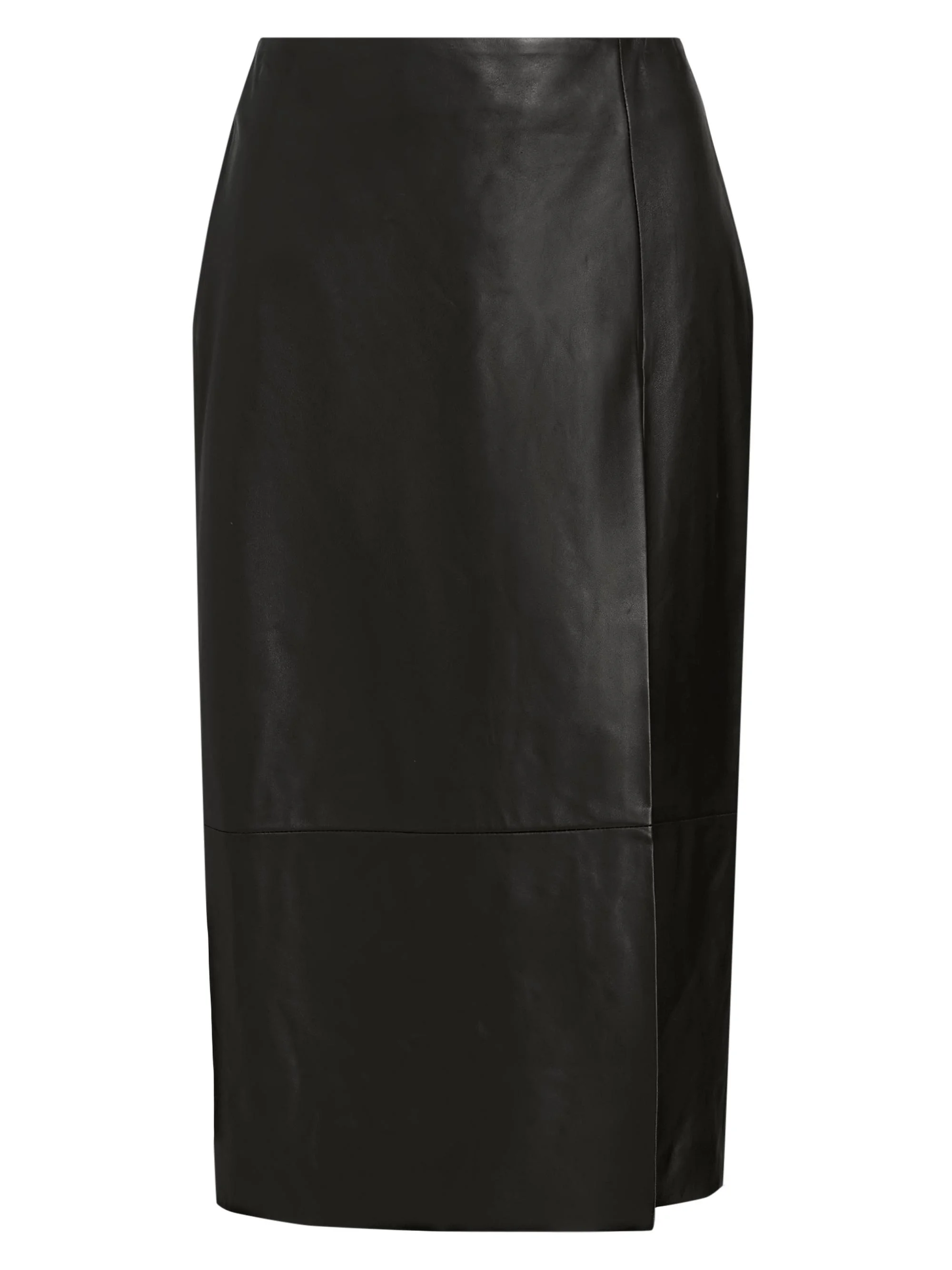 Women's Leather Pencil Midi-Skirt - Black - 1