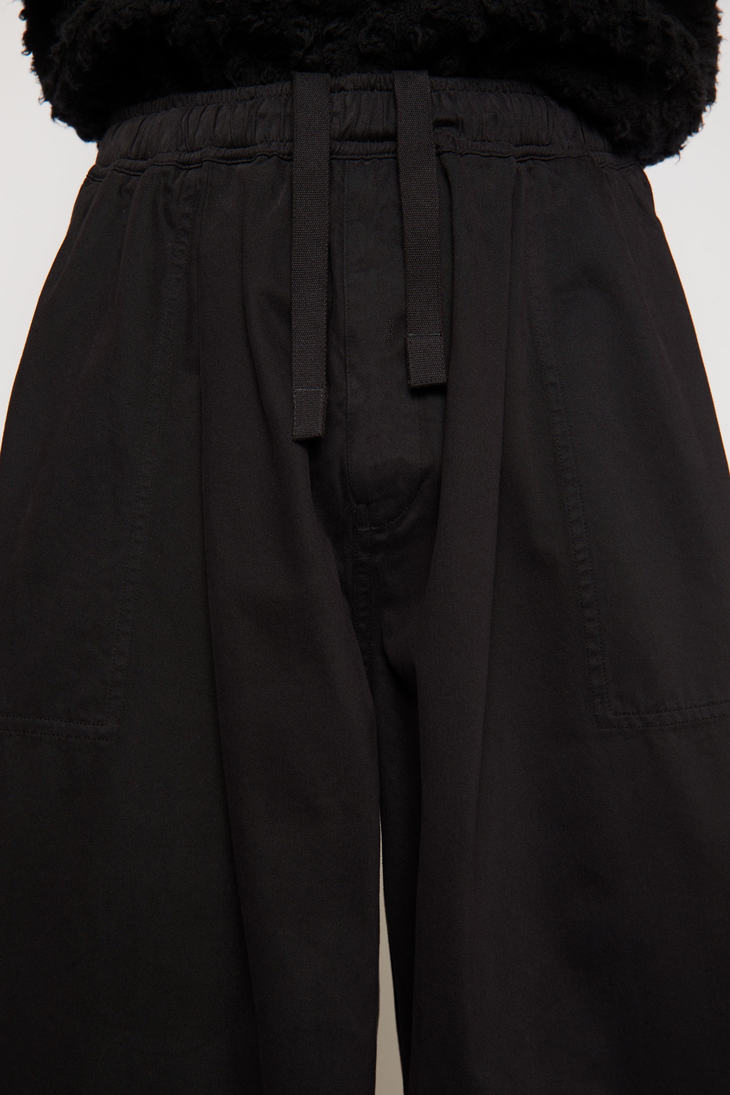 Wide-leg cotton trousers black - 7