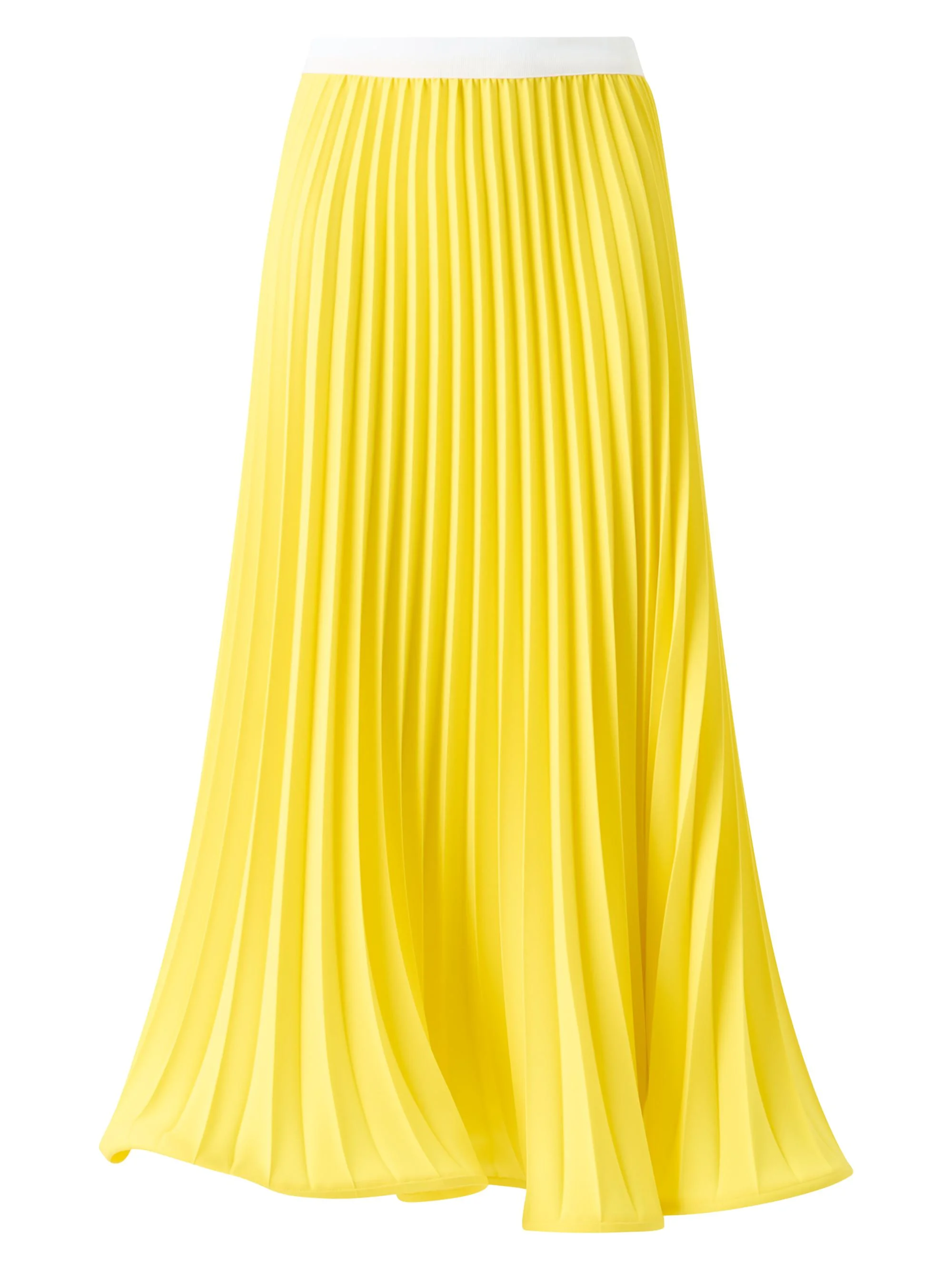 Women's Pleated Crêpe A-Line Midi-Skirt - Lemon Zing - 1