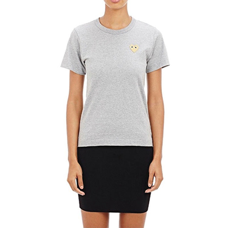 (WMNS) COMME des GARCONS PLAY Gold Heart Tee 'Grey' AZ-T215-051-3 - 2