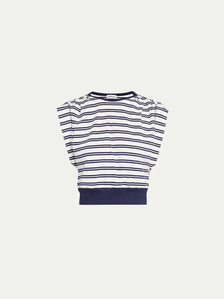 Joie Striped Cotton-Jersey Top - 1