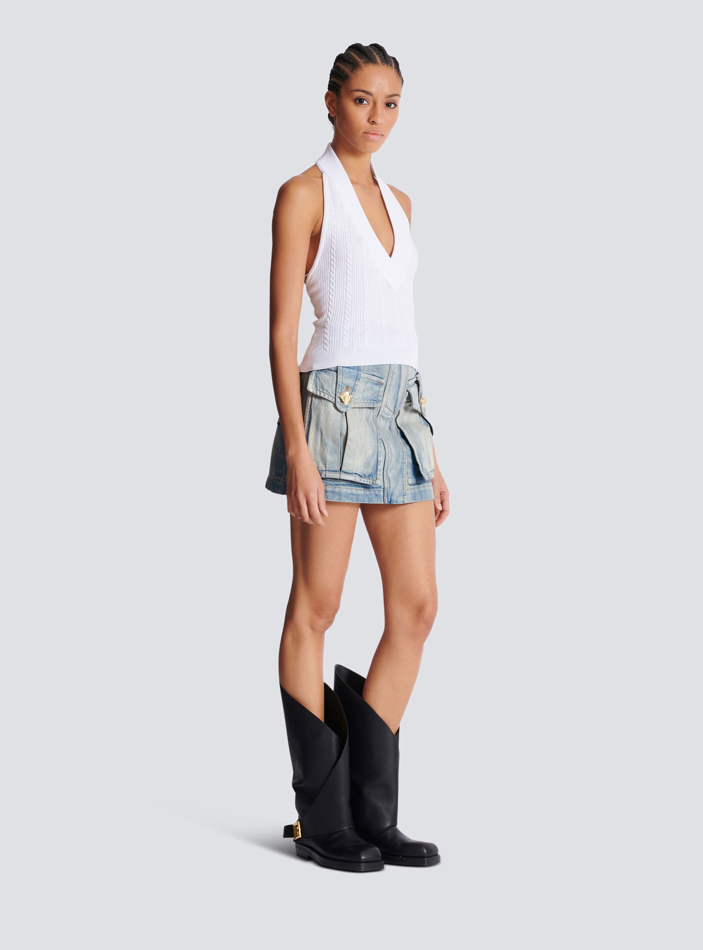 Cable-knit halterneck top - 3