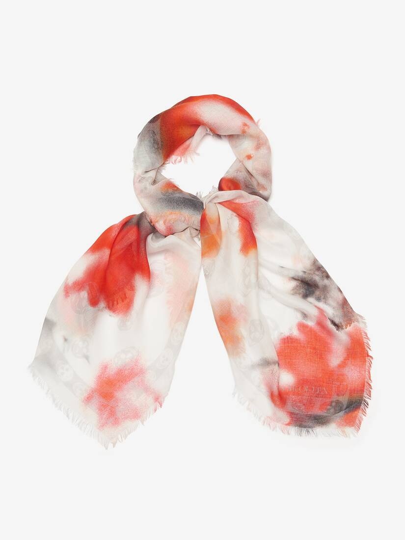 Men's Obscured Flower Classic Skull Foulard in White/red - 2