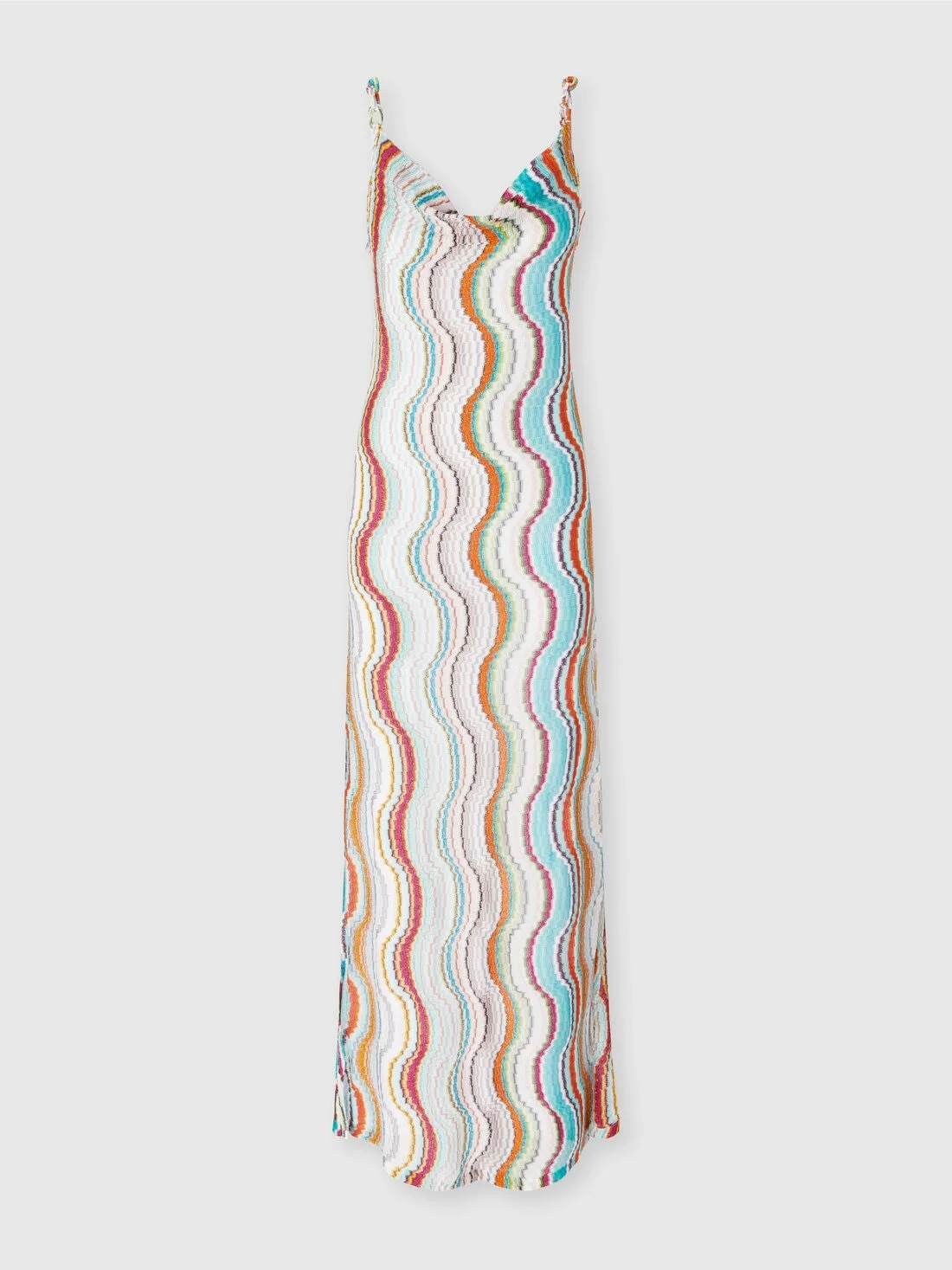 Long cover-up dress with lamé wave motif - 1