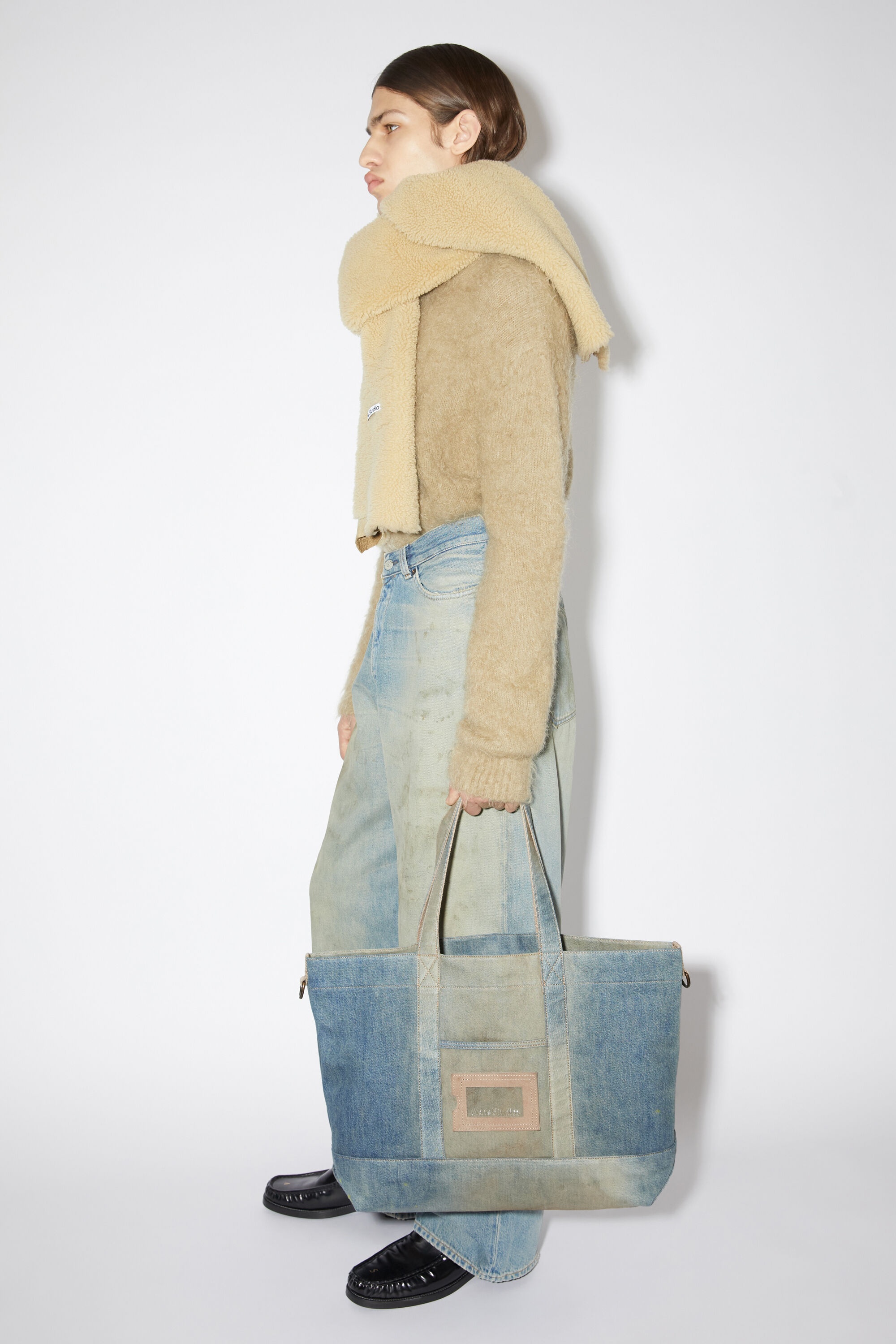 Denim tote bag - Light blue/beige - 3