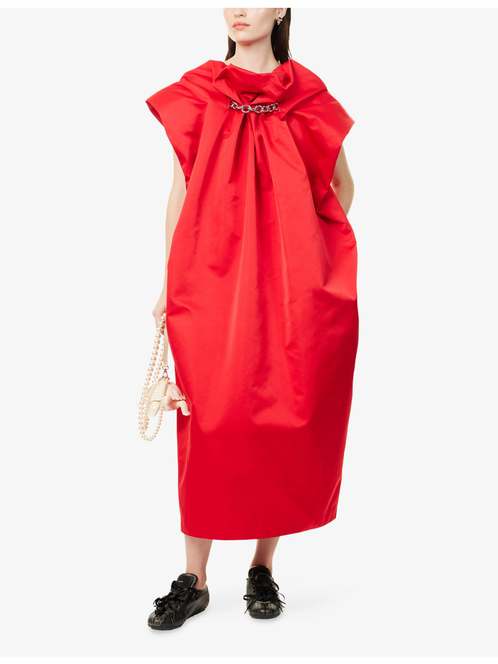 Ruched Duchess Woven Midi Dress - 2
