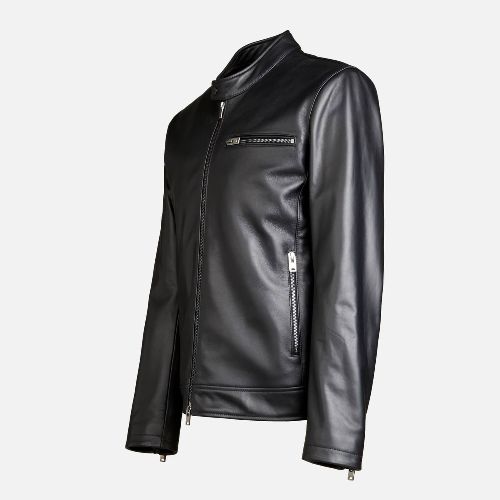 Biker Jacket in Leather Black - 8