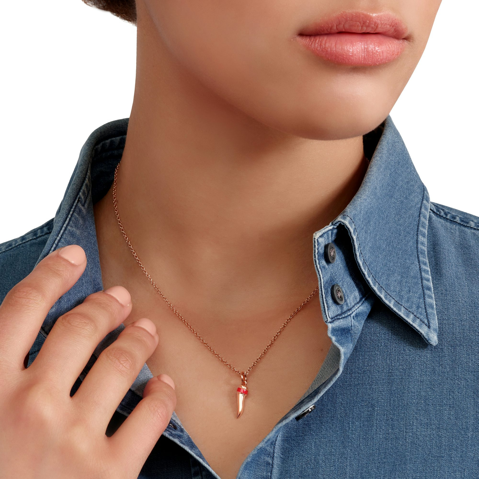 ROSE GOLD & ENAMEL HORN CHARM - 3