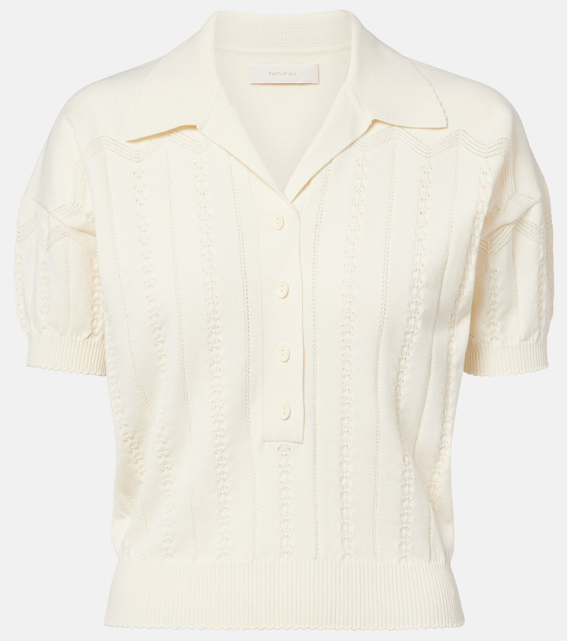 Acme pointelle cotton-blend polo shirt 1