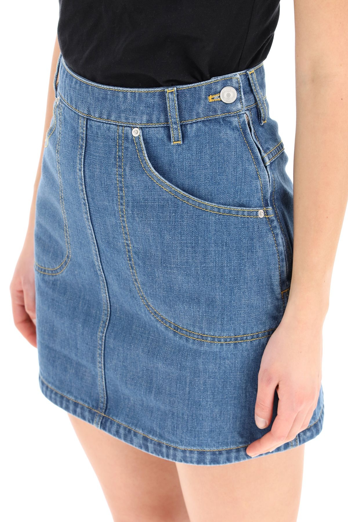 COTTON DENIM MINI SKIRT - 5