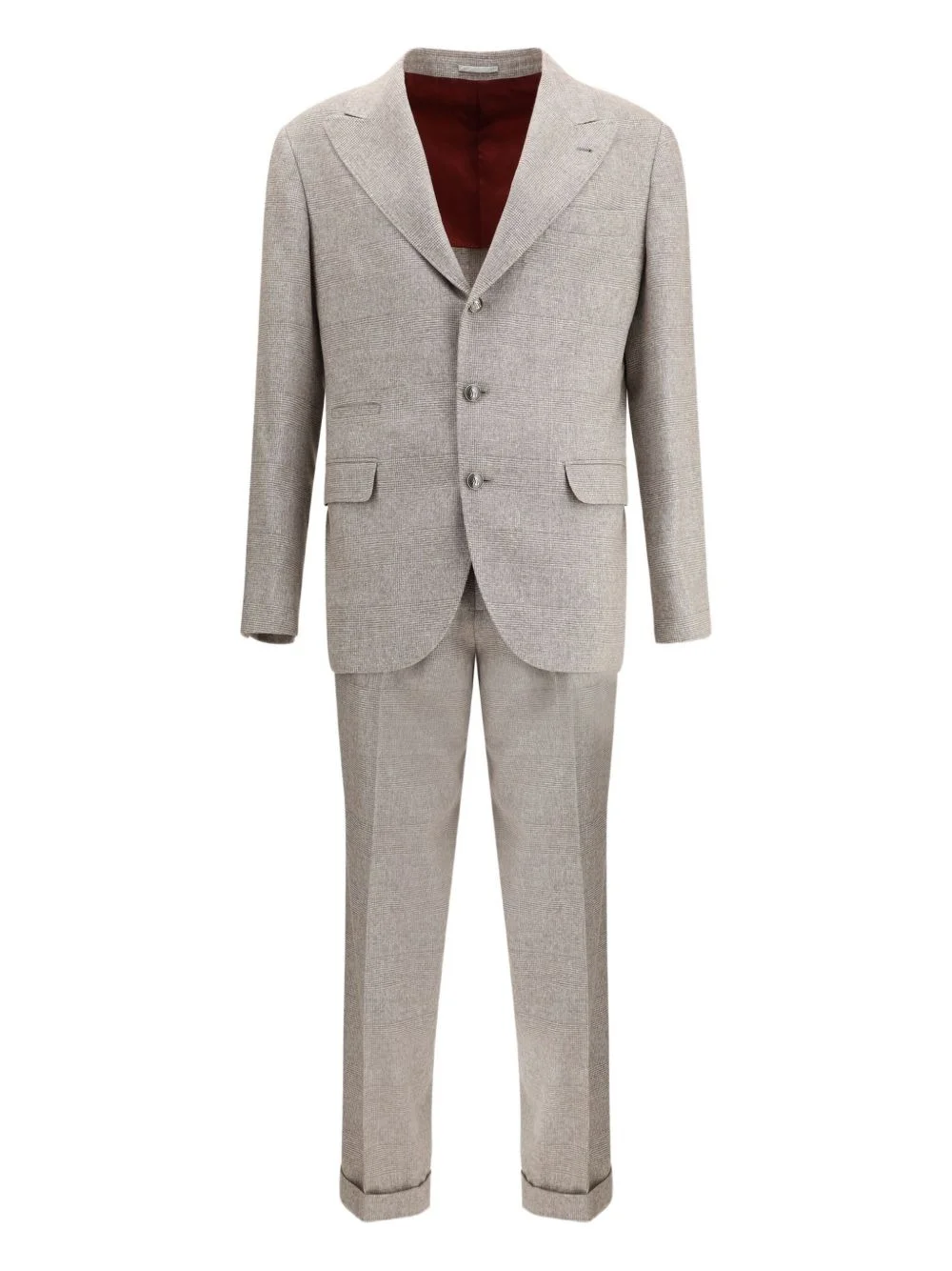 peaked-lapel check suit - 1