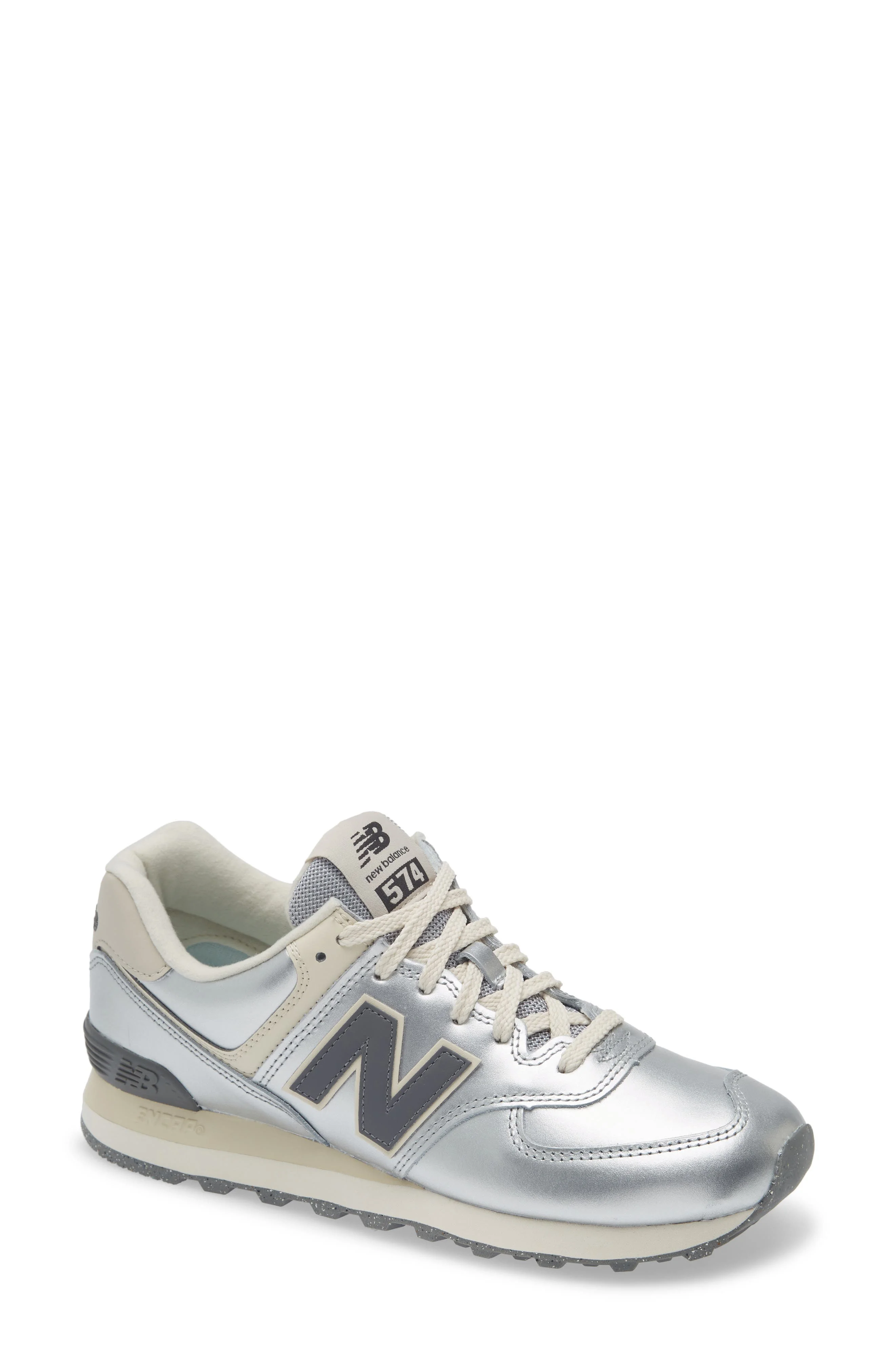 New Balance 574 Sneaker in Metallic Silver/Arctic Grey at Nordstrom - 1