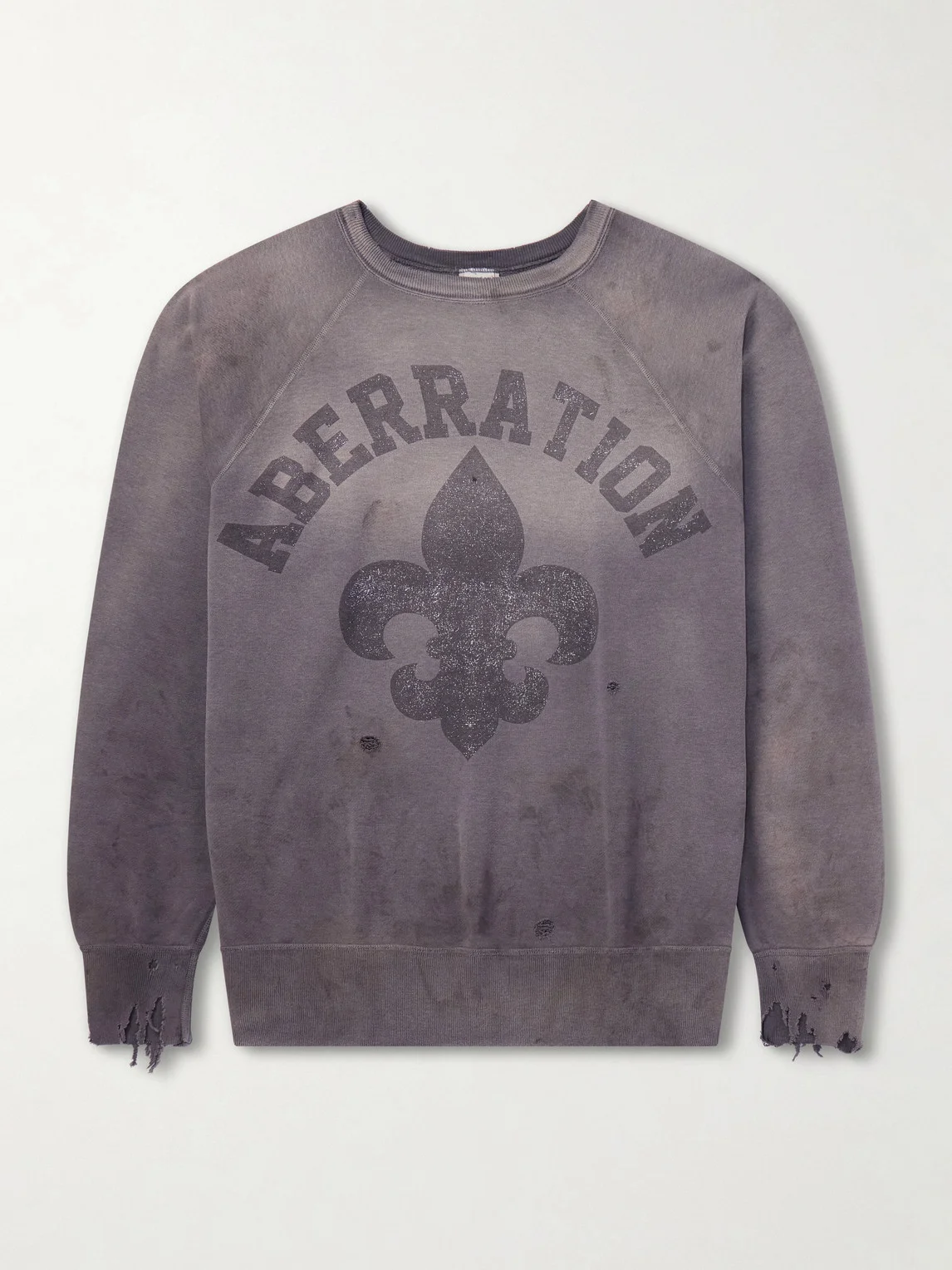 Abberation Distressed Printed Cotton-Jersey Sweater - 1