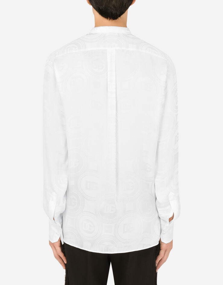 Oversize silk jacquard shirt with all-over DG logo - 2