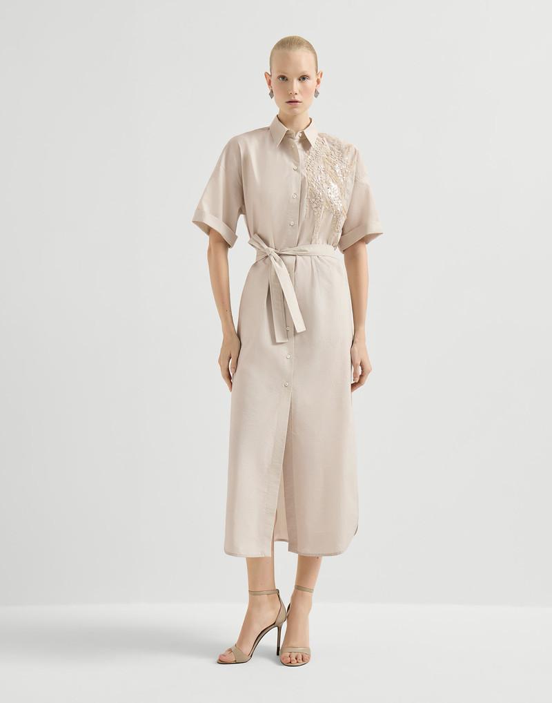 Techno cotton poplin dress with dazzling seabed embroidery 2