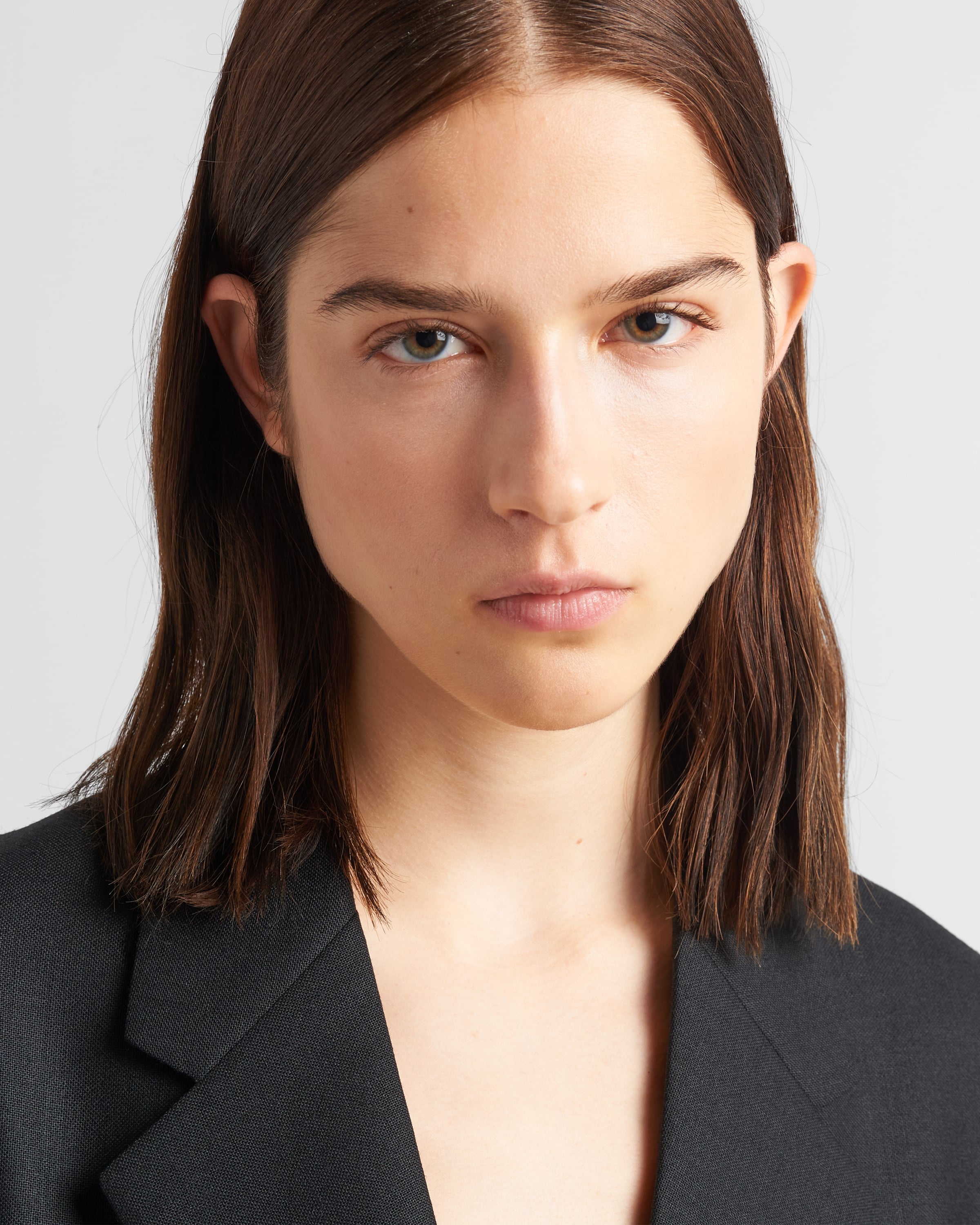 【プラダ・PRADA】Single-breasted wool jacket with feathers Prada Single-Breasted Wool Jacket with Feather Trim