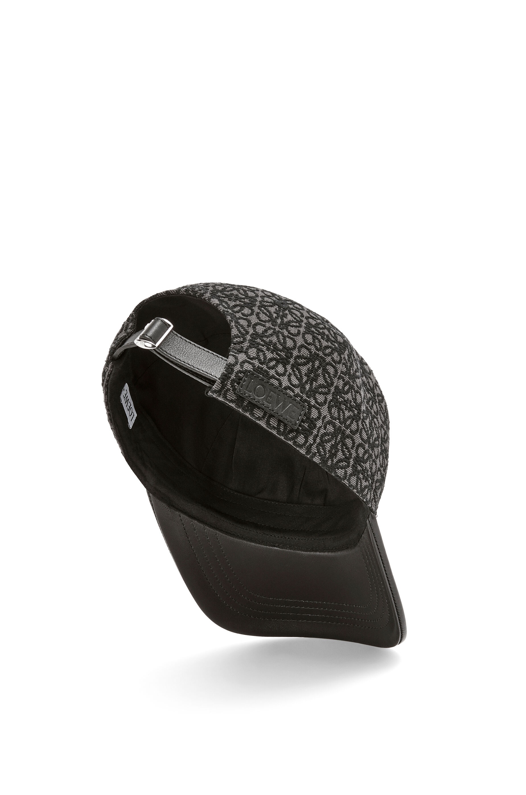 Anagram cap in jacquard and calfskin - 2
