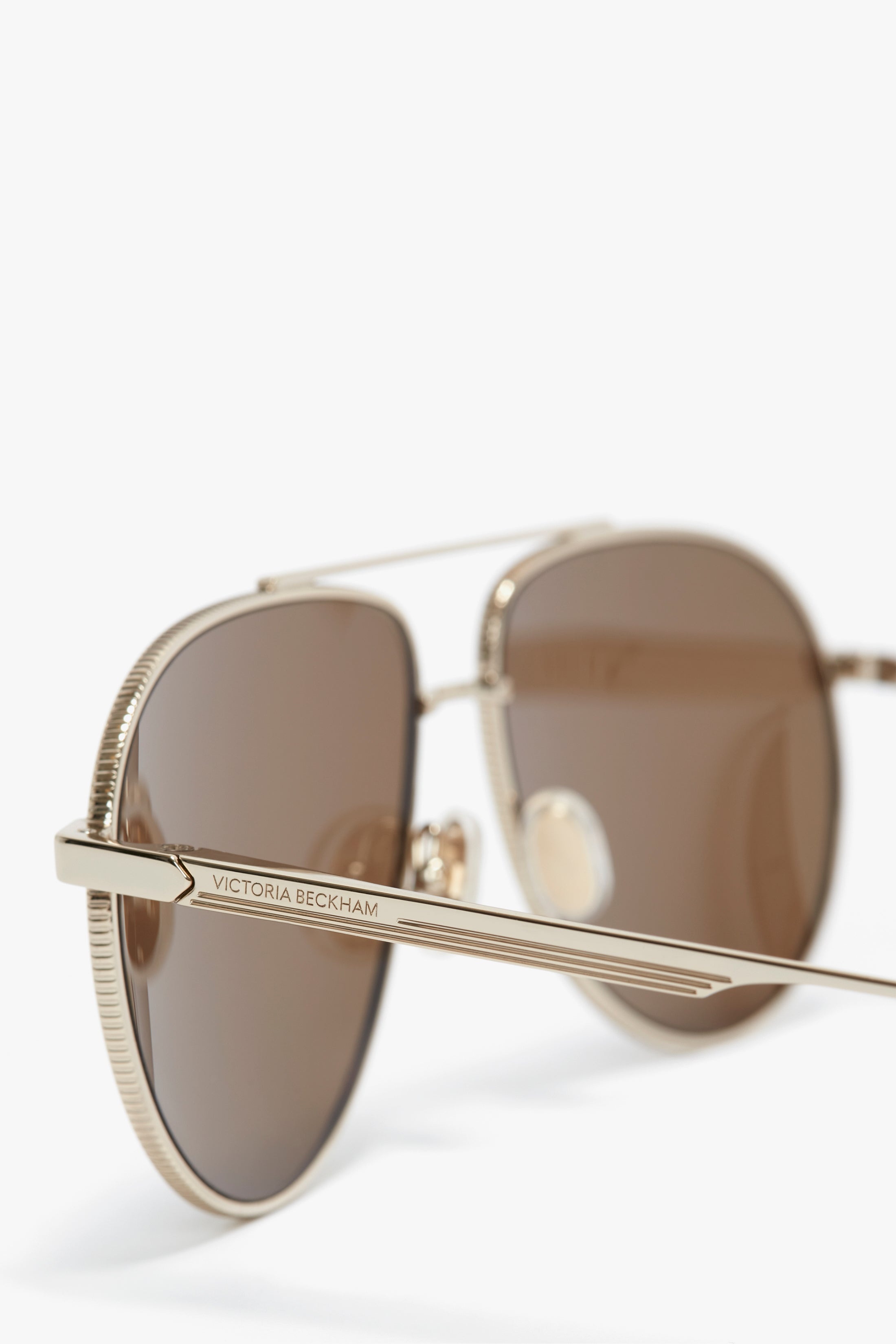 V Metal Pilot Sunglasses In Gold-Khaki - 5