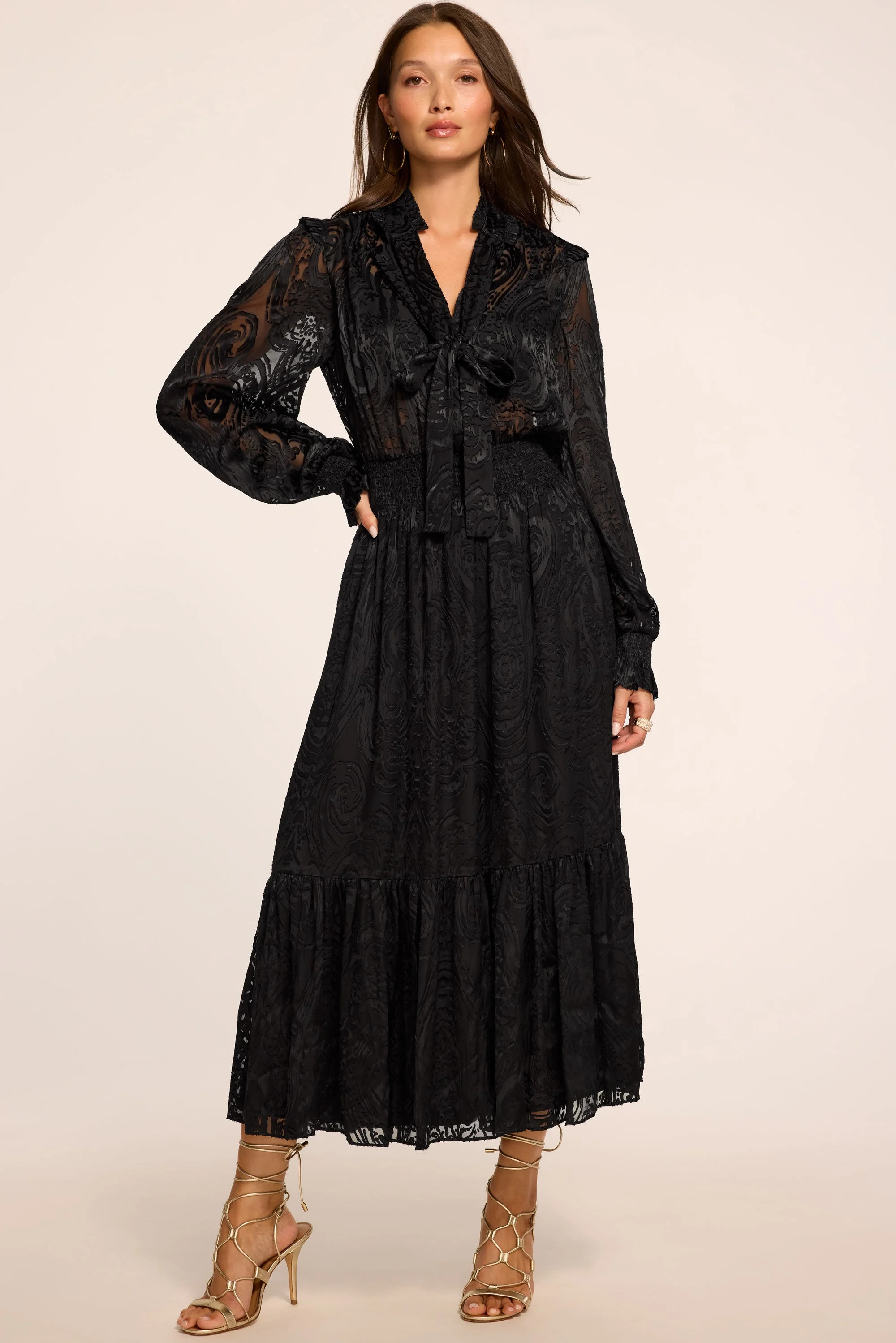 Megan Printed Long Sleeve Midi Dress - 1