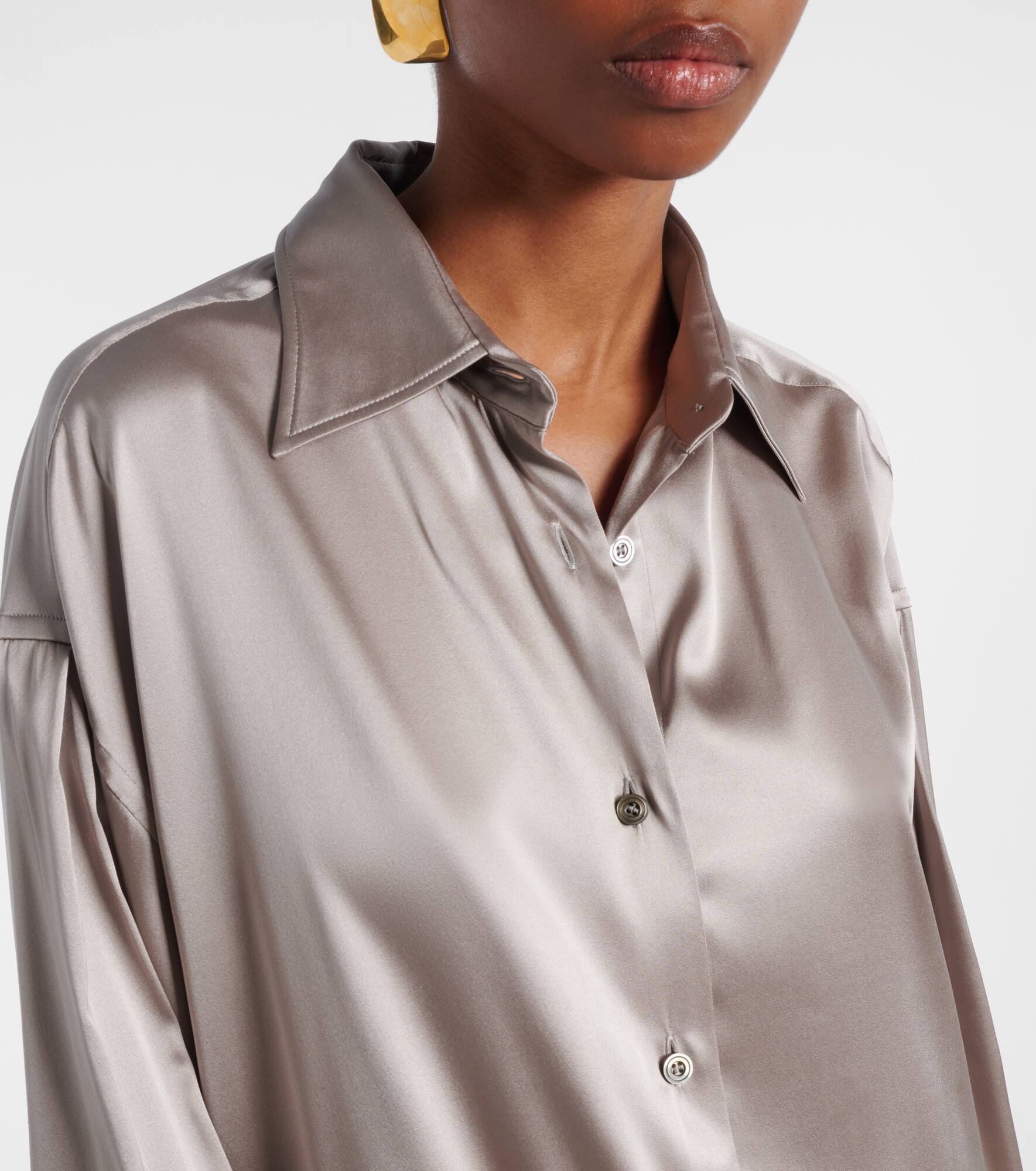 Silk-blend satin shirt - 4