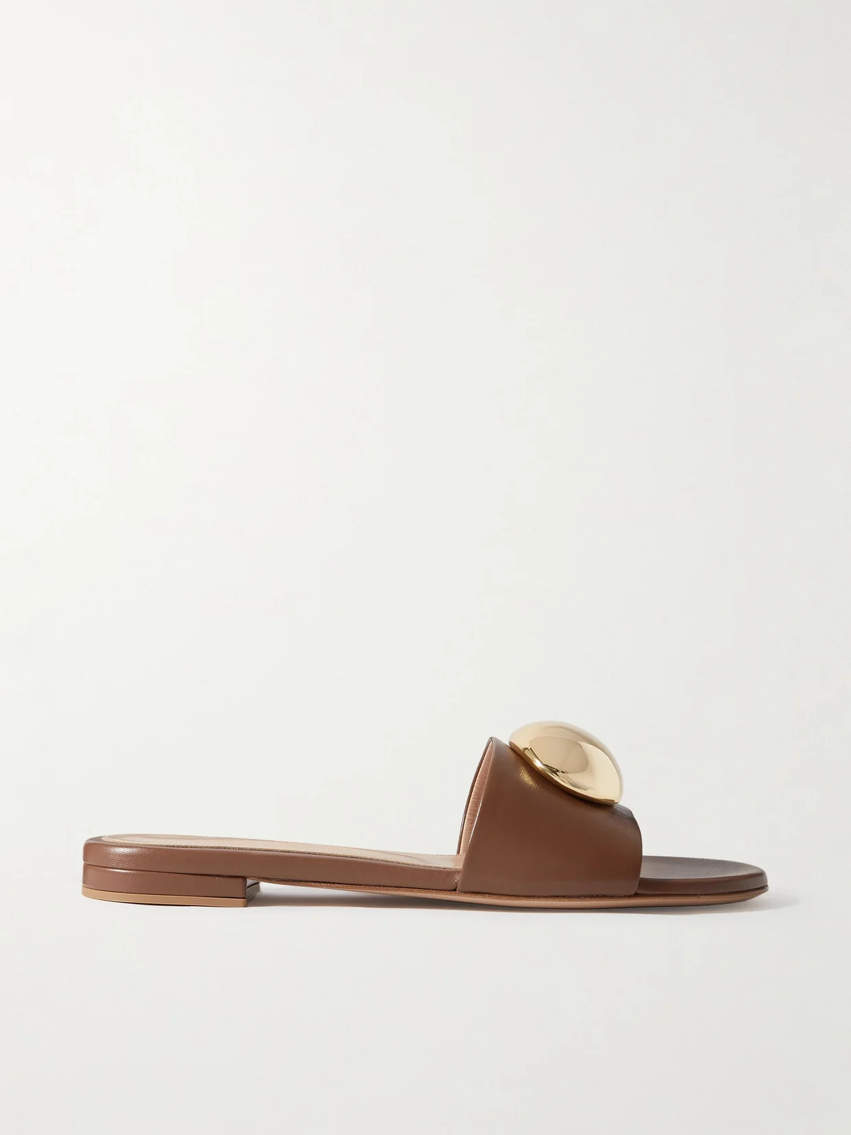 Embellished Leather Slides - 1