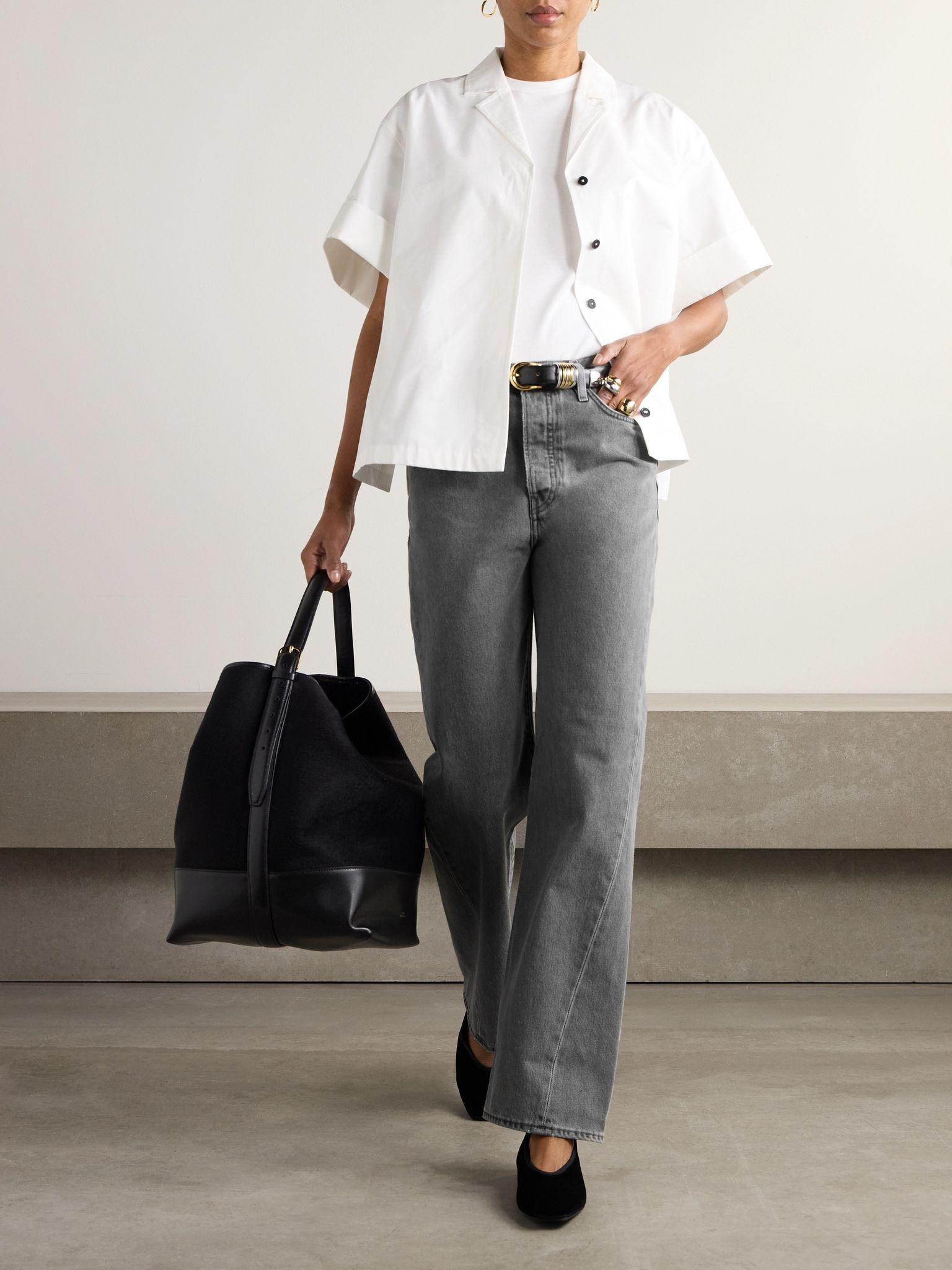 High-rise straight-leg organic jeans Gray - 2