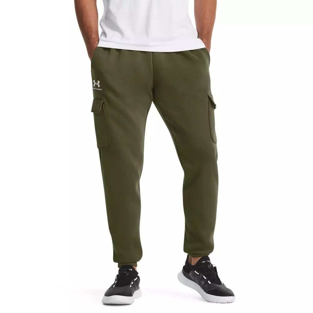 Men's Essential Cargo Fleece Pants-Green - 1