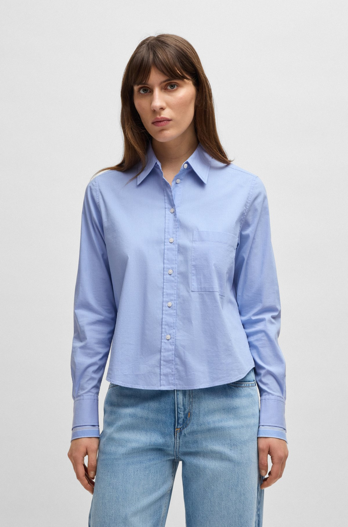 REGULAR-FIT BLOUSE IN STRIPED STRETCH COTTON - 2