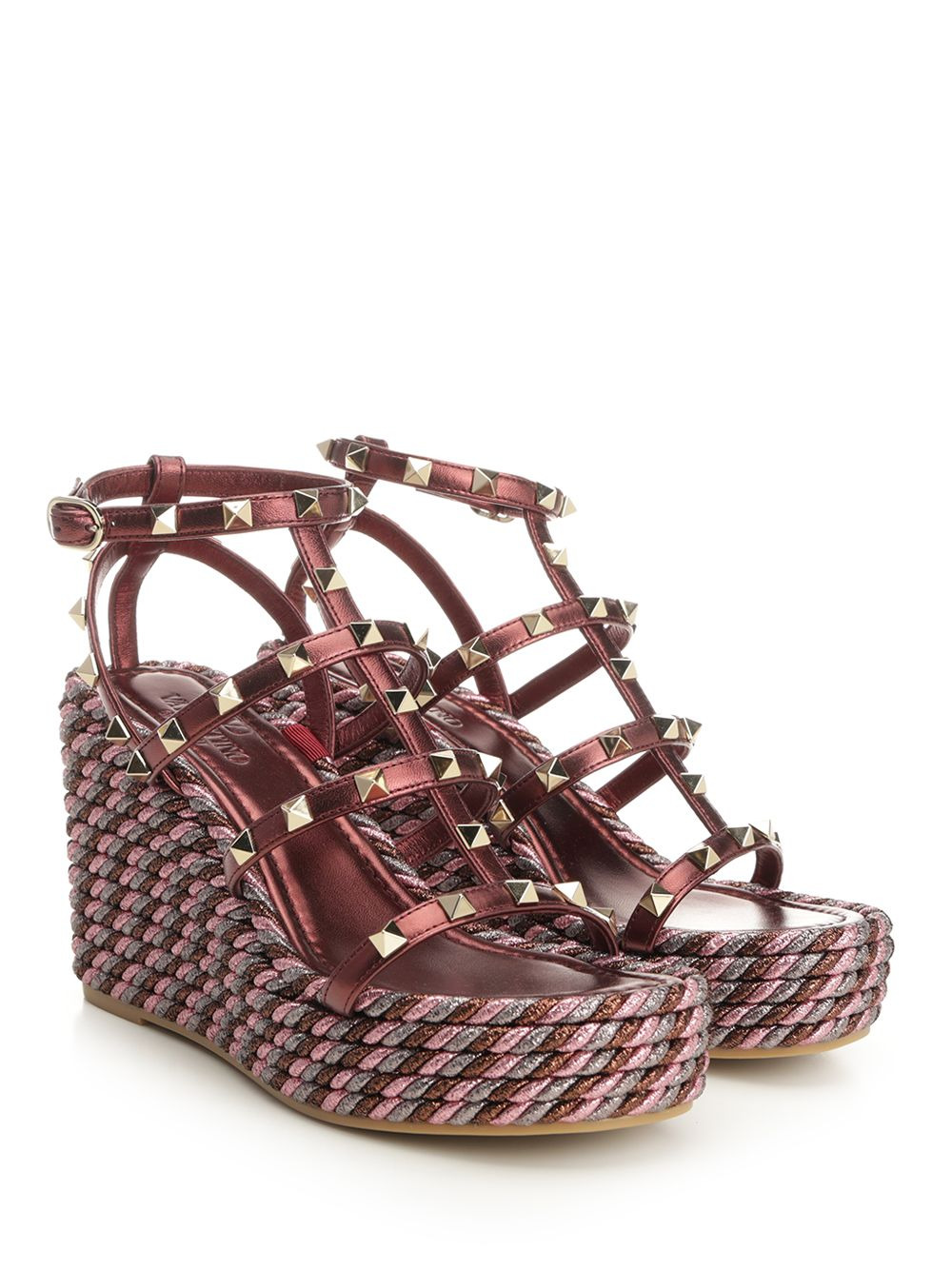 Metallic Calfskin Wedge Sandals Violet - 2