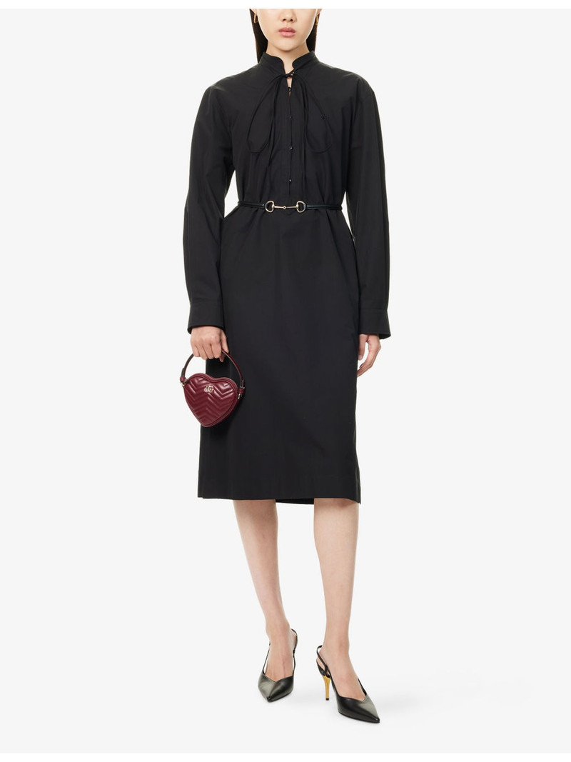GUCCI Belted Band-Collar Cotton-Poplin Midi Dress outlook