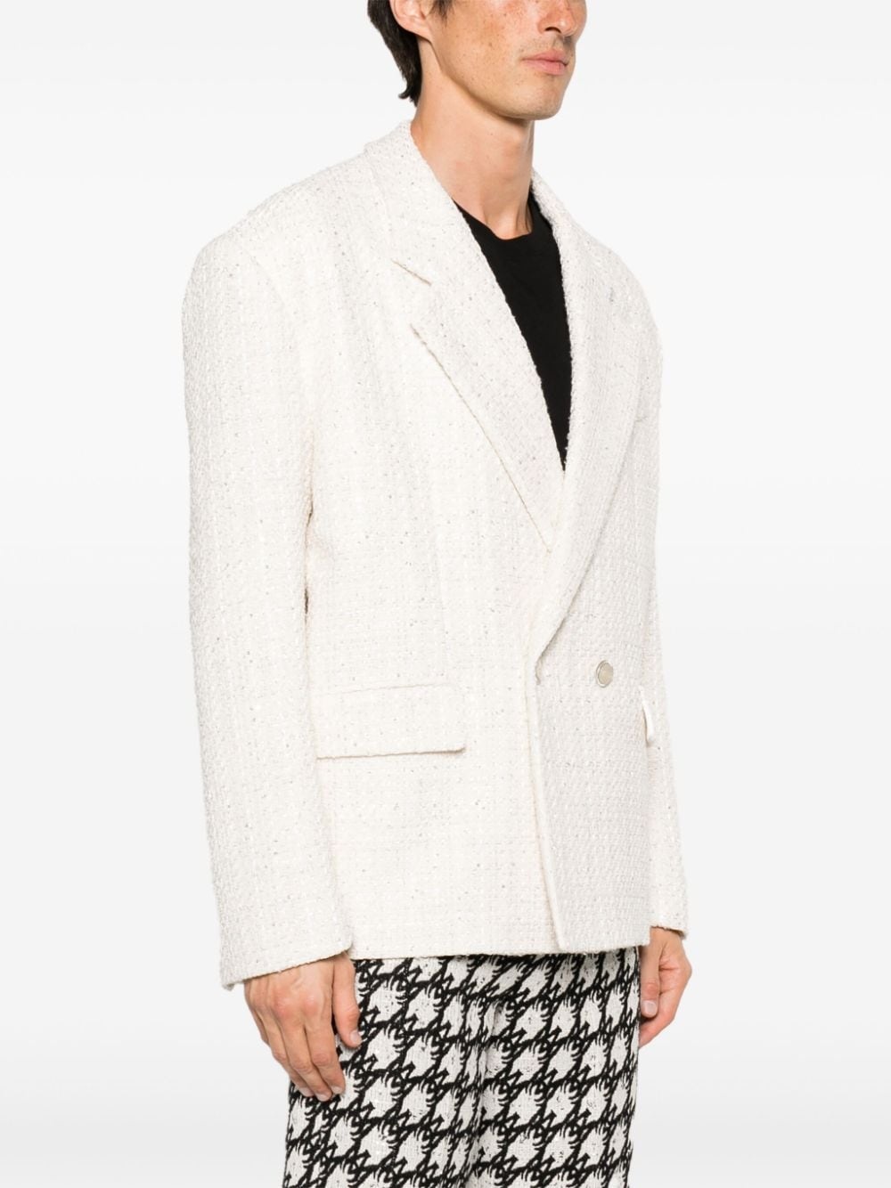 sequin-embellished tweed blazer - 3