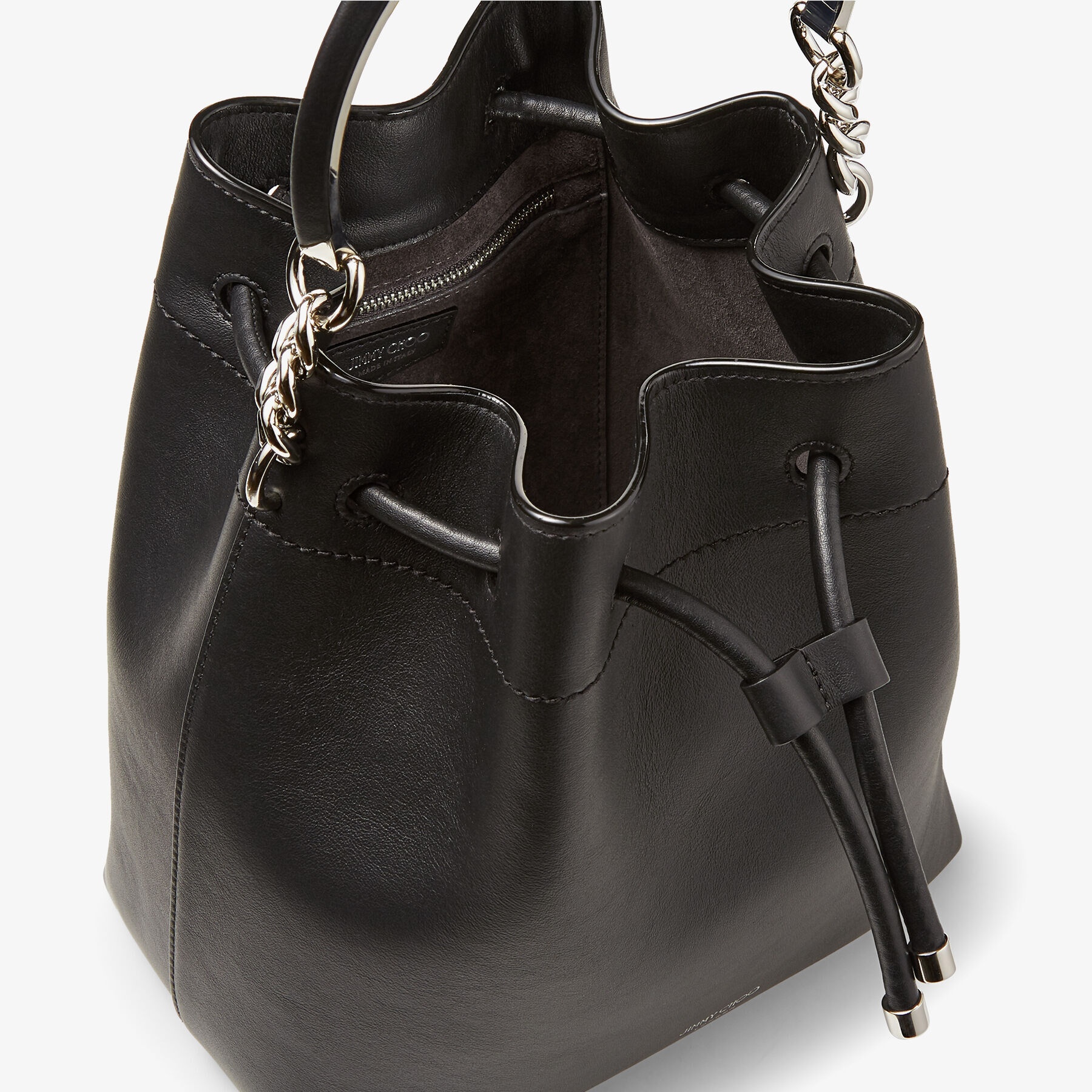 Bon Bon Bucket
Black Calf Leather Bag with Silver Metal Handle - 3