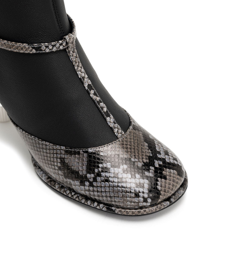 Toothpaste Heel Python Printed Strap Boots 7