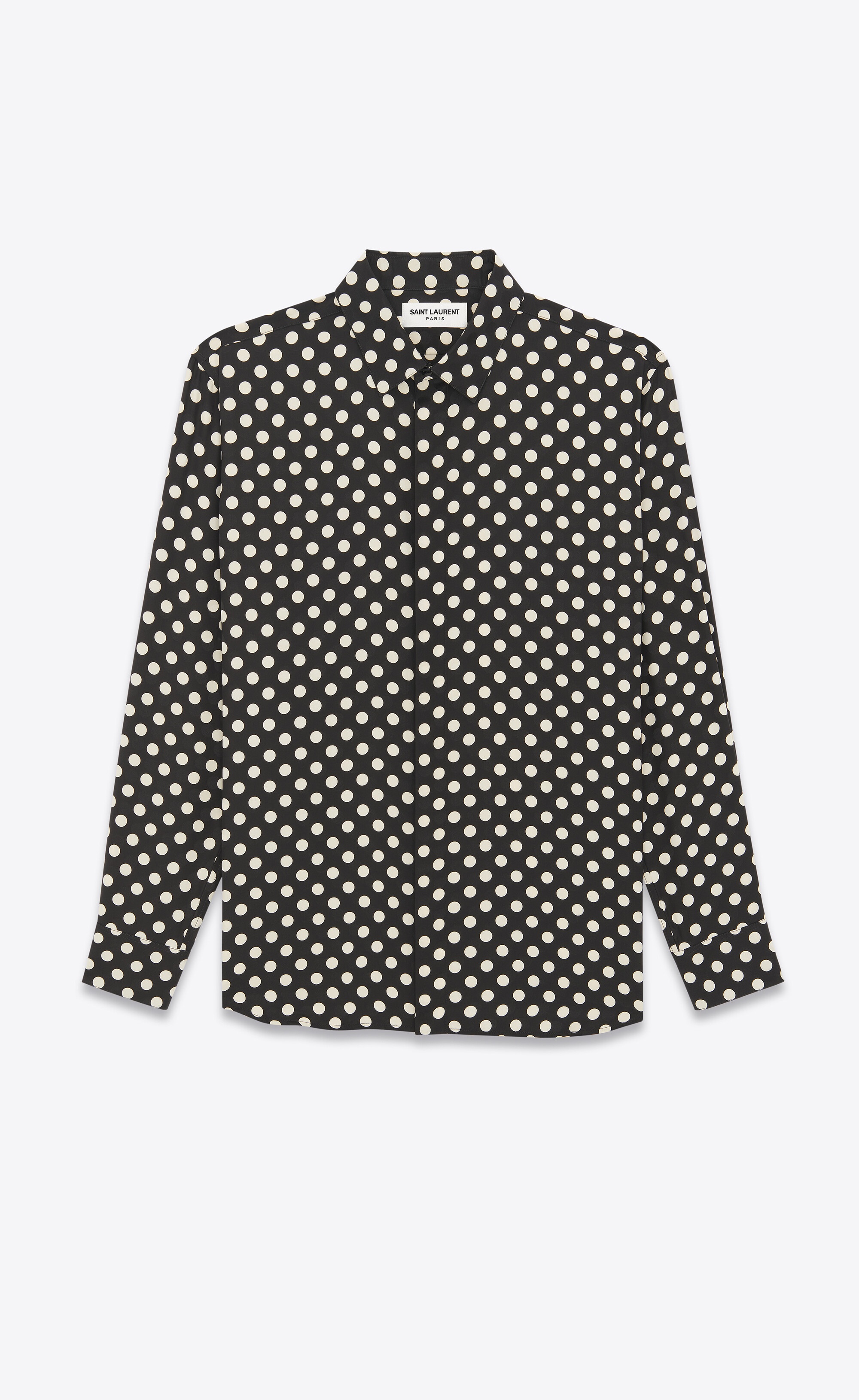 yves collar shirt in matte and shiny dotted silk - 1