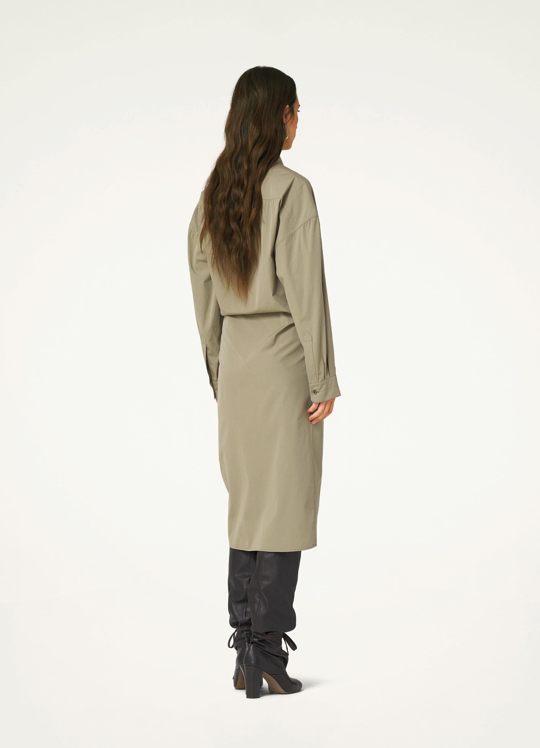 STRAIGHT COLLAR TWISTED DRESS - 3