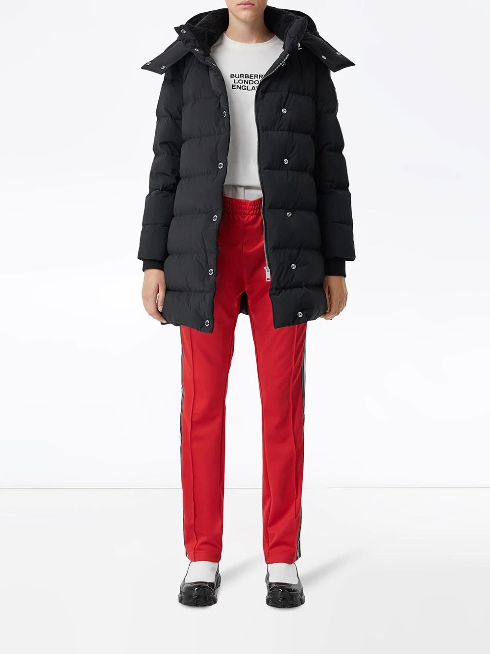 logo belted puffer jacket - 3