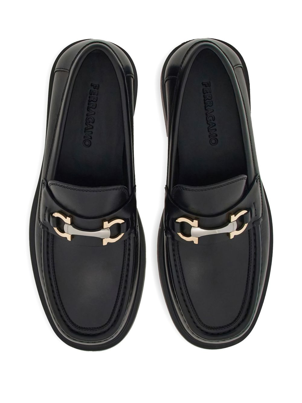 Gancini-buckle leather loafers - 3