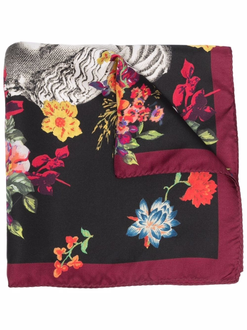 floral square silk scarf - 1