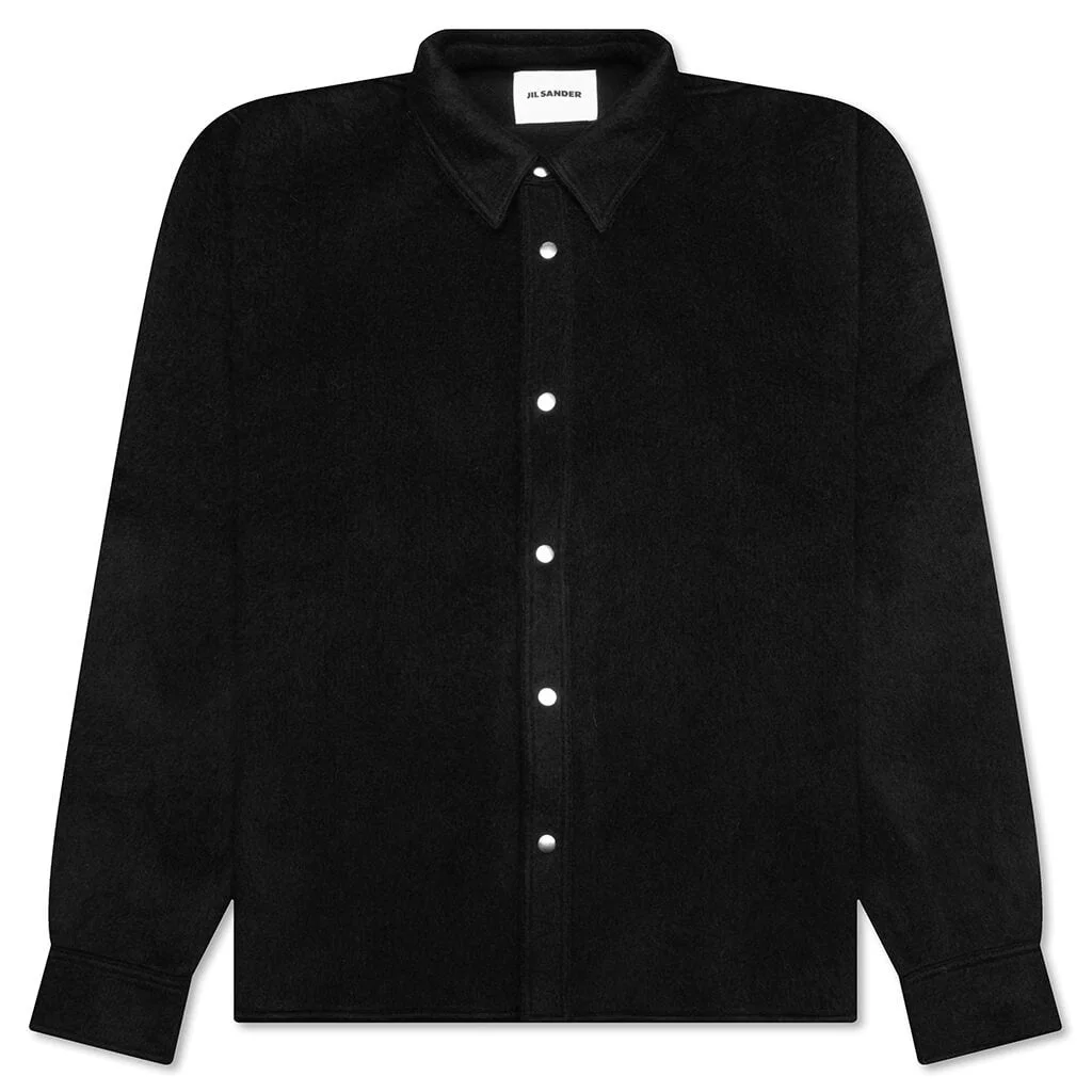 pointed-collar alpaca 모직 블렌드 오버 셔츠 - 1