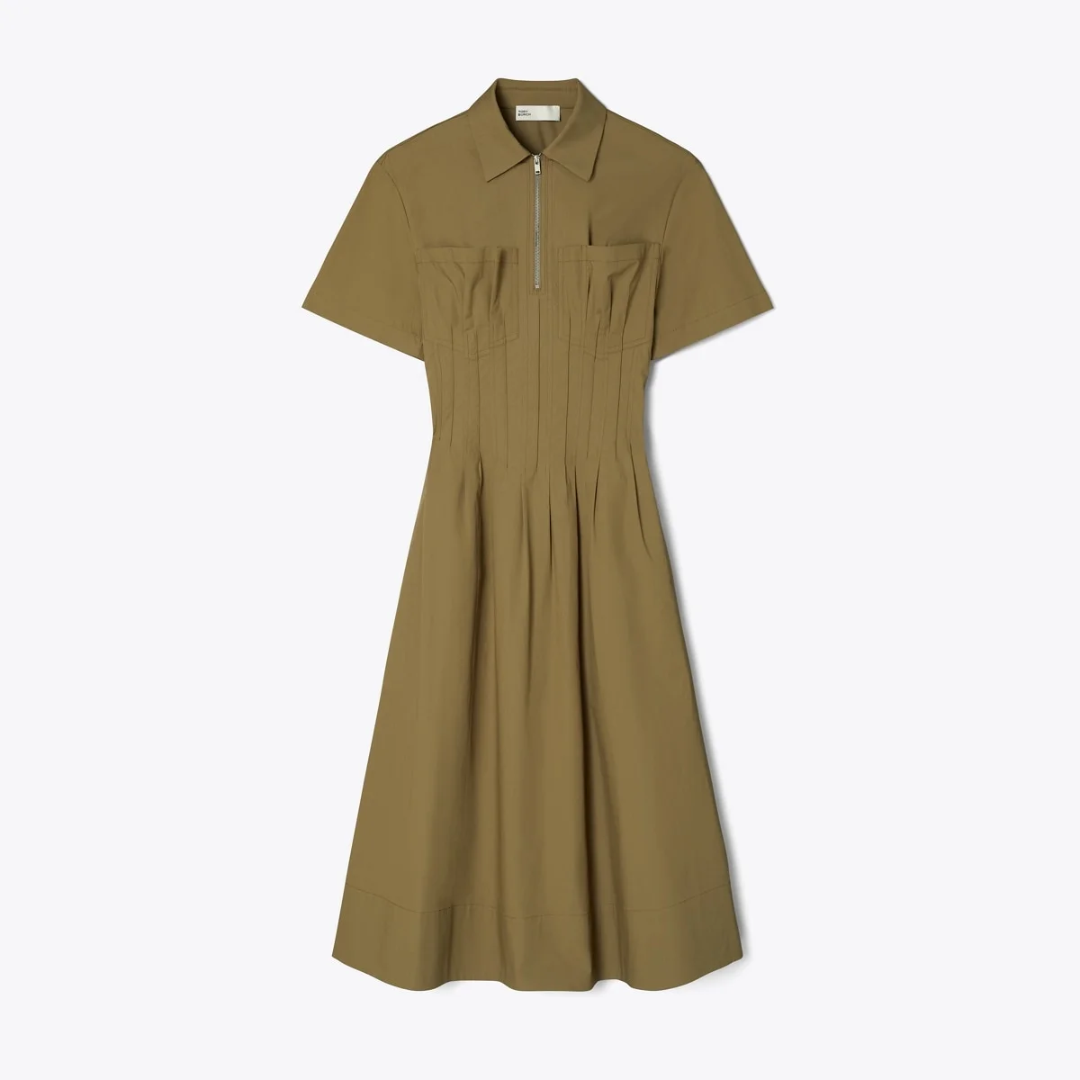 Poplin Pleat-Waist Dress - 1