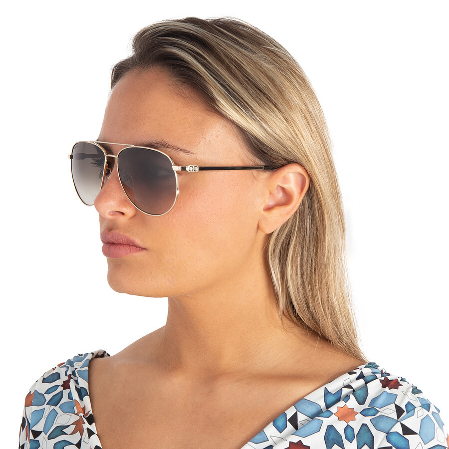 Ferragamo Grey Gradient Pilot Sunglasses SF157S 717 60 - 2