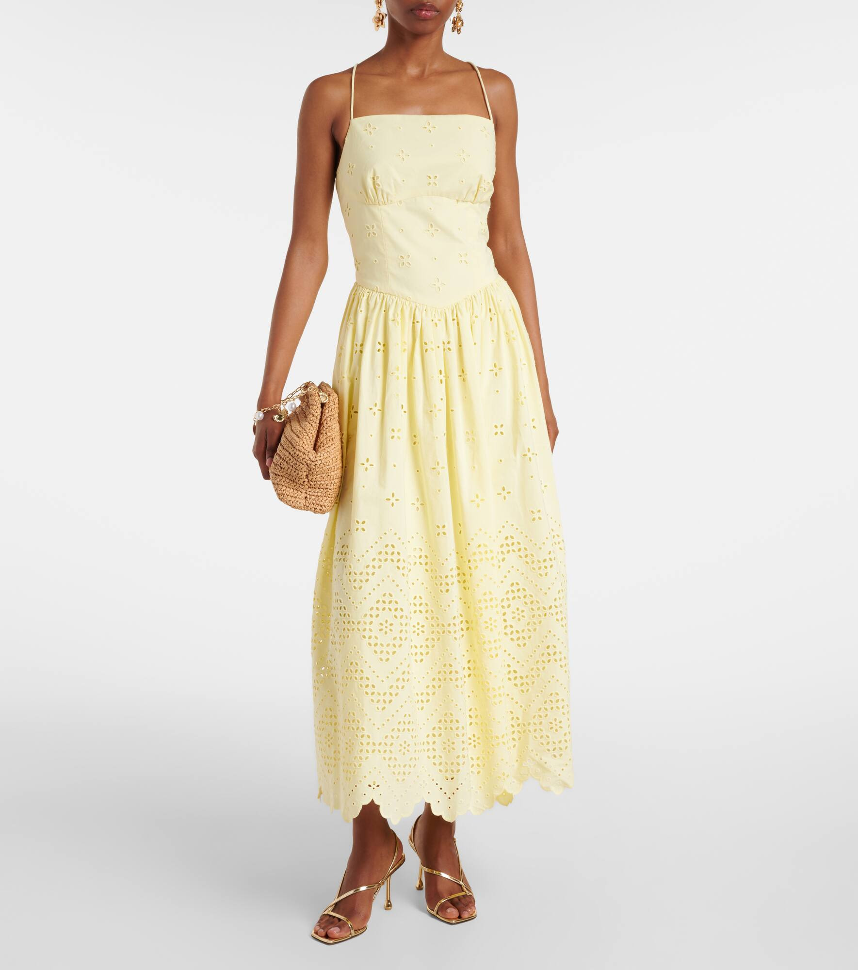 Broderie anglaise cotton midi dress - 2