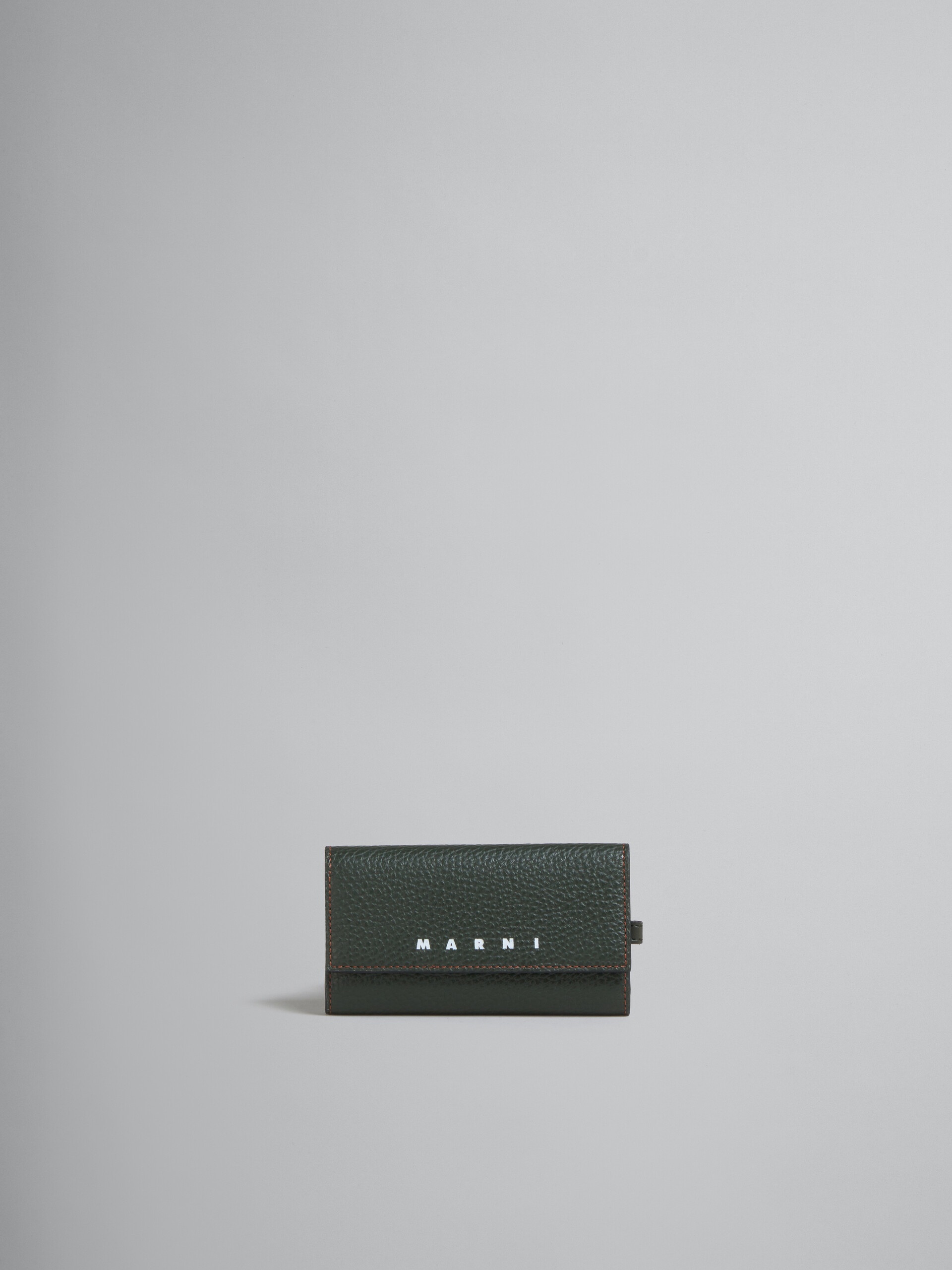 OLIVE GREEN LEATHER KEY WALLET - 1