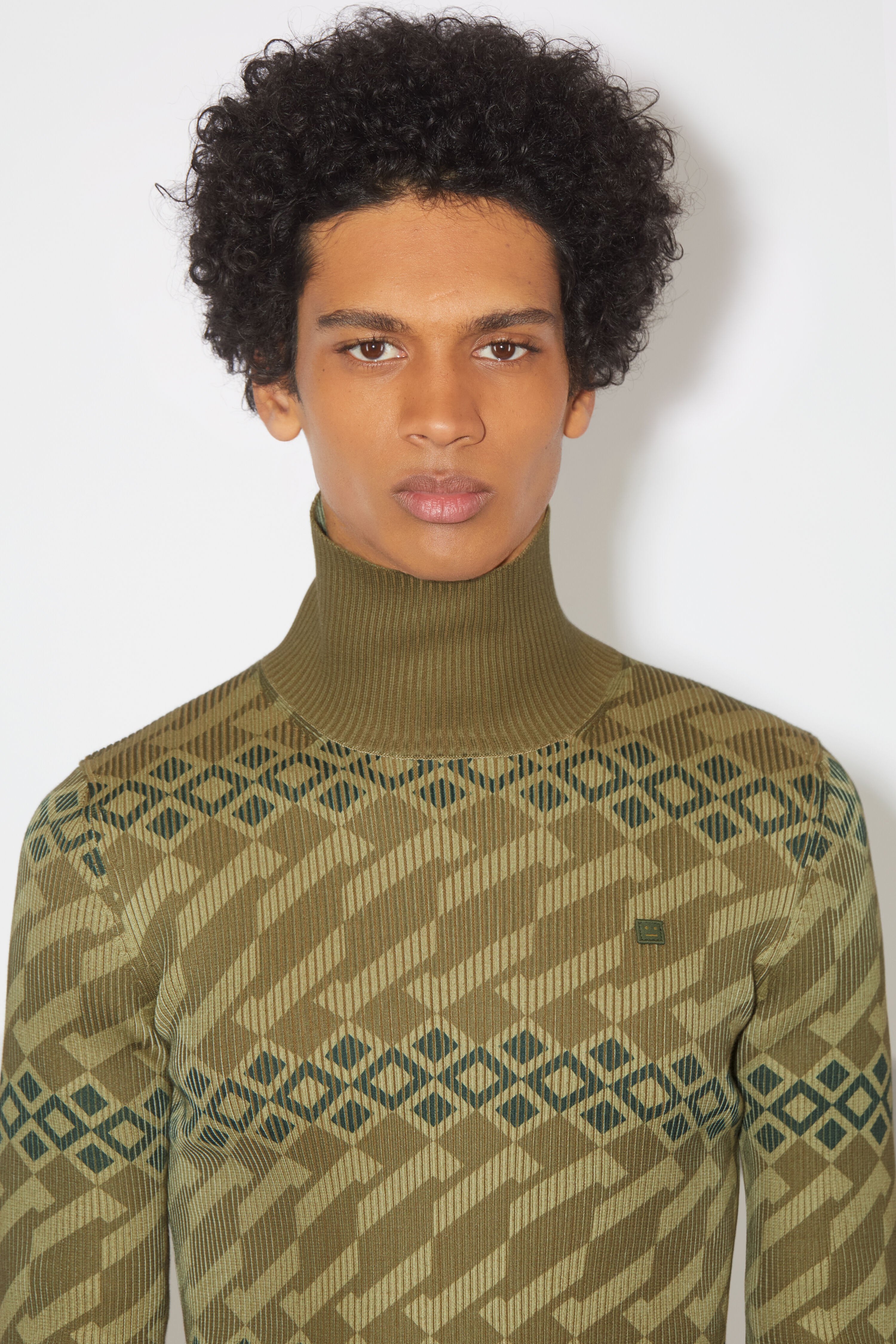 Printed turtle neck jumper - Khaki beige/wheat beige - 5