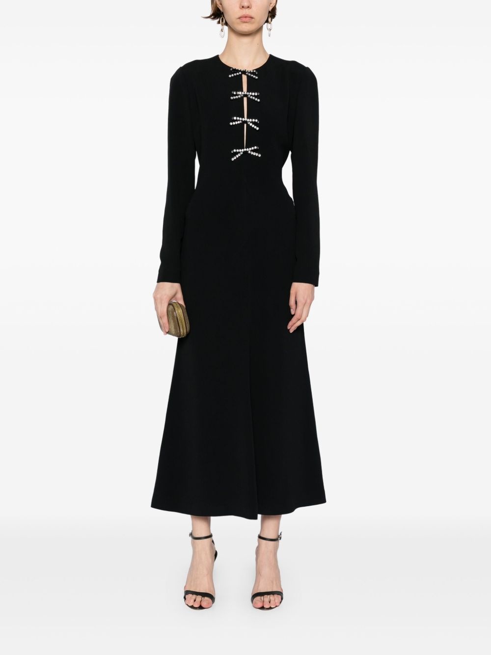 crystal-bow midi dress - 2