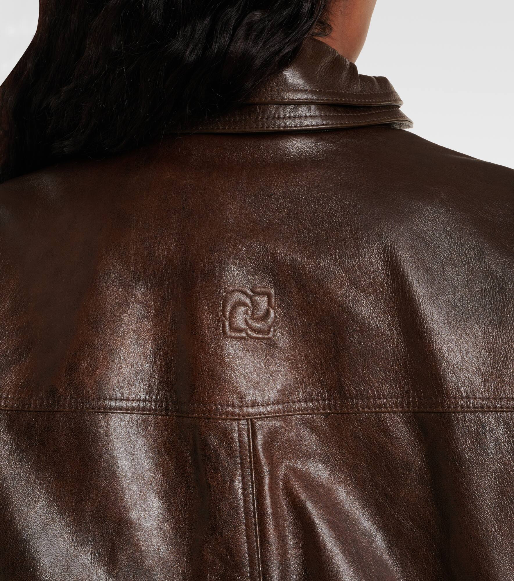 Oversized leather bomber jacket - 6
